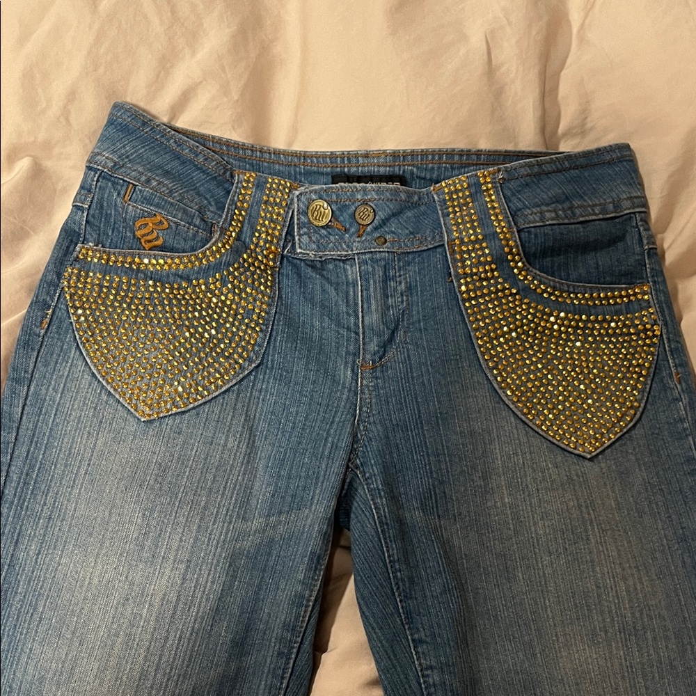 Rocawear Vintage Women's denim Jeans with Gold Rhinestone pocket